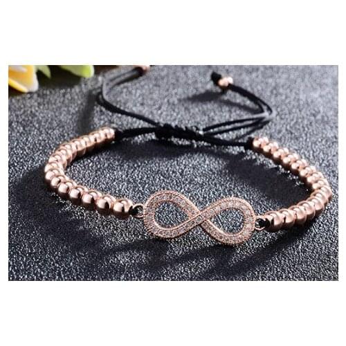 8mm 2f2r glasses infinity gold silver cz zircon cubic zirconia bracelet adjusted Macrame Charm Braided Copper Rope Bangles