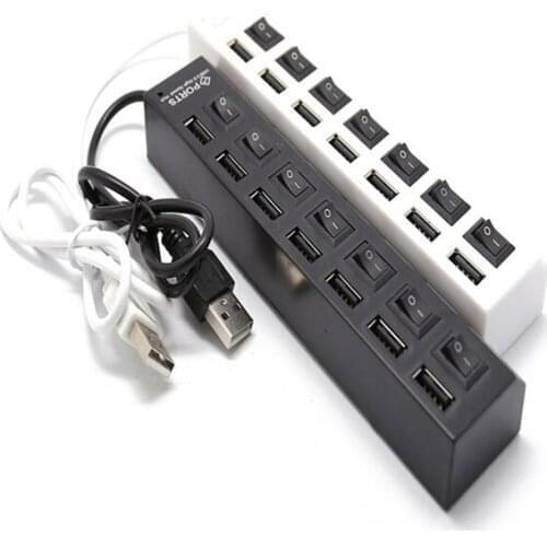80 PCS 7-Port USB 2.0 Hub with Individual LED Lit Power Switch PC Laptop Multiple Expander Computer Accessories Wholesale K1