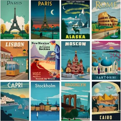 World Famous Tourist City DIY Diamond Painting Cross Stitch Russia Amsterdam Paris Rome Diamond Embroidery Room Decor Gift BCY