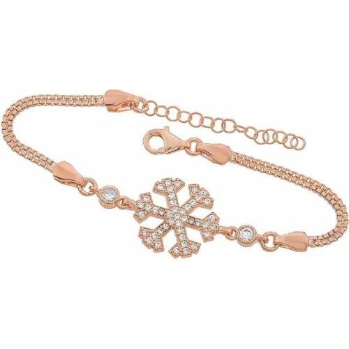 925 Sterling Silver Women Wristband Bracelet Snowflake Gift Birthday Precious Stylish Chain Luxury