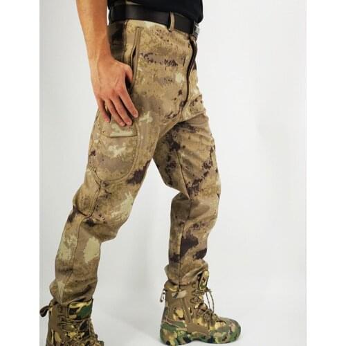 Winter Mens Waterproof Tactical Cargo Pants Shark Skin Soft Shell Camouflage Combat SWAT Airsoft Army Military Work Trousers
