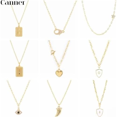 CANNER Real 925 Sterling Silver Eyes Five-pointed Star Love Pandent Necklaces Long Chain Collars 2021 Korea Fashion Fine Jewelry
