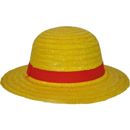 One Piece Luffy Hat Japanese Anime Cosplay Straw Hats Cartoon Cap Cute Breathable Boater Beach Hat Solid Color Unisex Caps