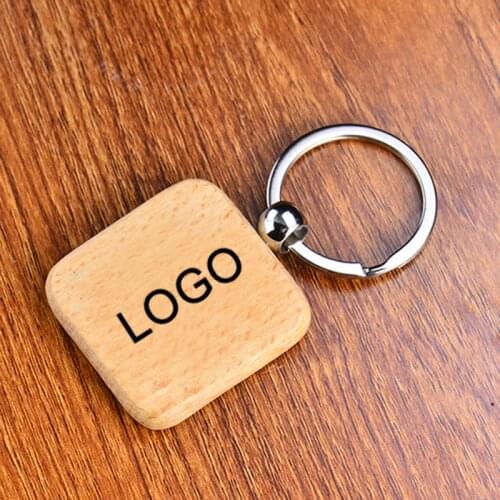 Custom Wooden Keyring Square Key Chain Handmade Wood Car Ring New Home Key Ring Gift First House Warming Favor