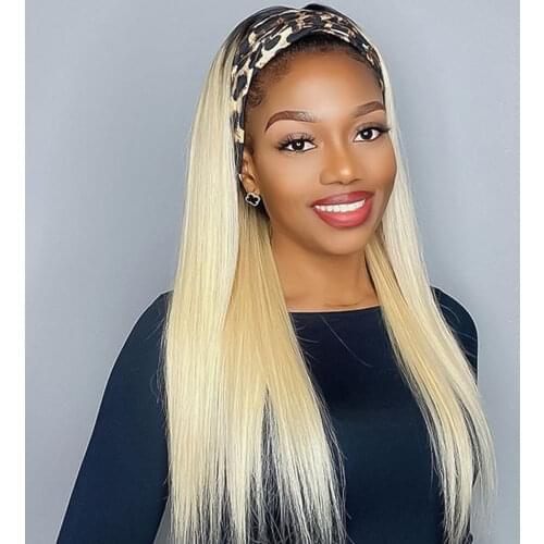 Cheap Headband Wig Brazilian Bob Short With 613 Blonde 30 Inch Straight Glueless Human Hair Wigs Full Machine No Glue No Sew In
