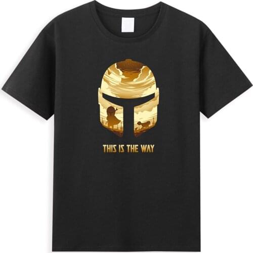 Star Wars This Is The Way Men T Shirt Cartoon Mandalorian Print Mens T Shirts Summer Cotton Casual T-Shirts Vintage Y2K Tops