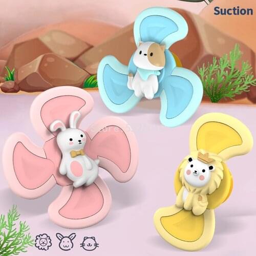 Bath Toys For Children Baby Animal Wheel Type Dabbling Toys Bathing Sucker Spinner Suction Cup Toy For Kids Rattles Teether