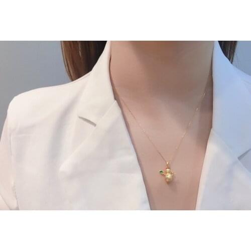 JL516 Solid 18K Yellow Gold Nature Green Emerald 0.078ct Gemstones Pendants Necklaces for Women Fine Jewelry for Women Gifts