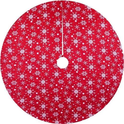 Red Christmas Tree Skirt Snowflakes Tree Skirt Double Layers Thick Xmas Tree Mat Holiday Party Decorations 48 Inch