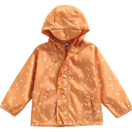 Citgeett Spring Autumn Lovely Kids Girls Jacket Sunflowers Printed Single Breasted Long Sleeve Hooded Coats Clothes