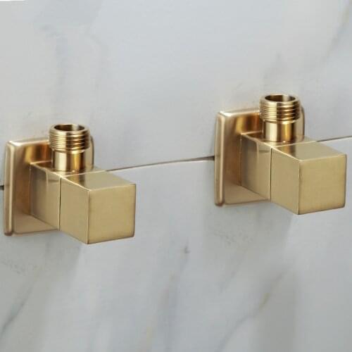 Tuqiu Brass Angle Valve Water Control Valve Brus Gold Corner Valve Bathroom Tap Water Valve 1/2*1/2 Brass Chrome Angle valves
