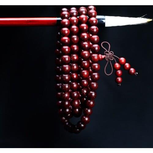 Lobular red sandalwood hand string of 108 male and female rosewood antique bracelet beads 8 mm 6 mm Venus necklace