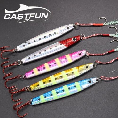 CASTFUN Light Jigging 25g 40g 60g Casting Jig Lures Assist Hook Treble Hook Metal Jig Fishing Lure Saltwater Fishing Tackle