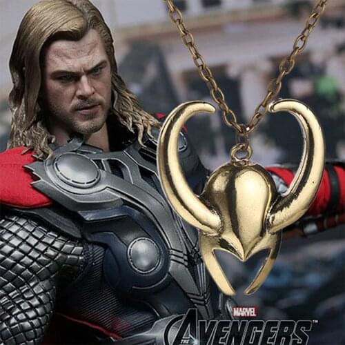 Thor 2 the dark world necklace Loki helmet pendant vintage antique gold jewelry for men and women wholesale