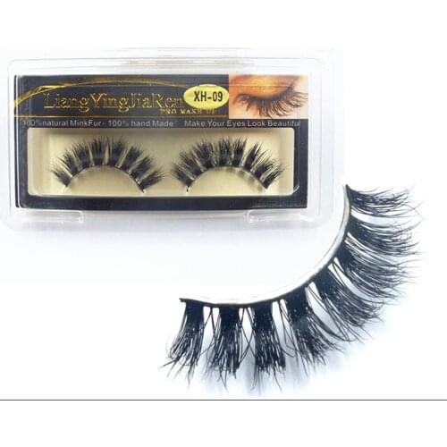YOKPN Natural Cross Curl Mink False Eyelashes Handmade Cotton Thread Thick Soft Fake Eyelashes Winged Makeup Art Tool Eye Lashes