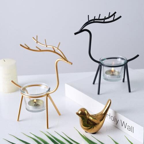 Nordic Iron Elk Candle Holder Romantic Dining Table Candlelight Dinner Home Decor Candlestick Props Fawn Iron Art Candelabros