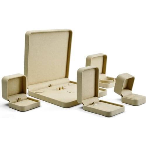 Oirlv Apricot Color High Quality Rounded Microfiber Jewelry Organizer Packaging Box Ring Necklace Bracelet Pendant Storagecase