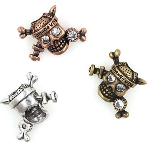 Original Brass Pirate Head Spacer Beads, DIY Jewelry Bracelet Necklace Jewelry Accessories 22x26x10.5MM