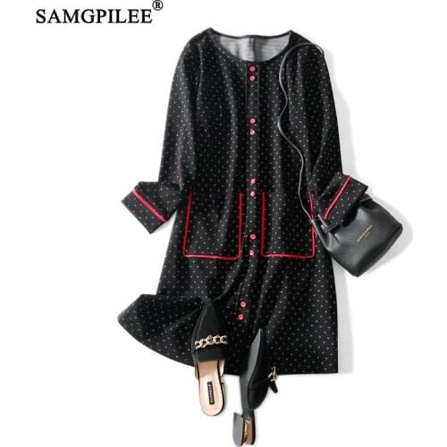 Dresses For Women 2021 Casual A-line Print Full Sleeve Vintage Dress Button Plus Size Empire O-neck Winter Elegant Dresses Women