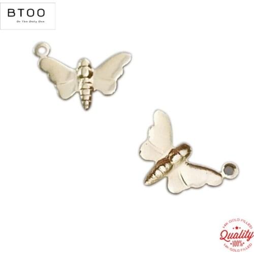 10PCS Butterfly 14K Gold Filled Pendant Butterfly Charm Jewelry for DIY Bracelet Necklace Making Jewelry Findings