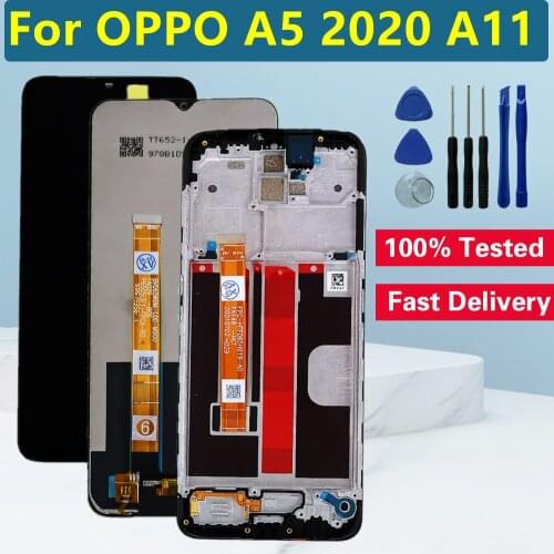 Tested 6.5" For OPPO A11 PCHM10 LCD Display With Frame Touch Screen Digitizer Assembly For OPPO A5 2020 LCD Screen Replacement