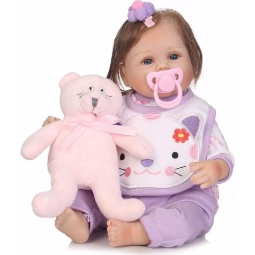 NPK 42cm Lifelike Reborn Baby Dolls Girl Soft Silicone Bebes Reborns Realistic Reborn Dolls PP filling Silicon with Clothes Toy