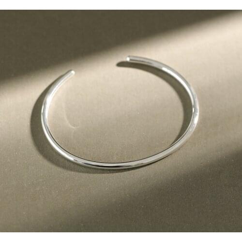 Real 99.0% sterling silver cuff bracelets bangles for women, Minimalism bracelet bangle best friends birthday gifts jewelry