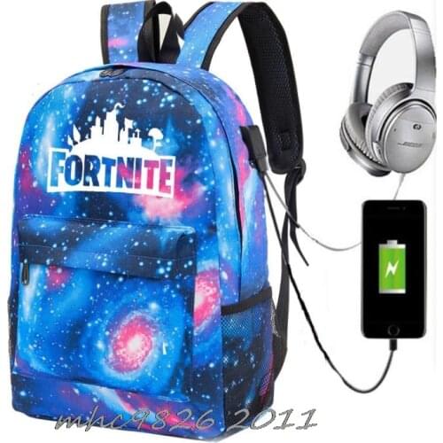 Fortnite Bags Kids Print Girl School Bag Luminous Schoolbag Laptop Bookbag Usb Charge Women Canvas Backpack Travel Rucksack