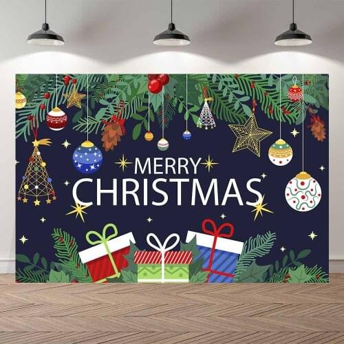 Seekpro Photography Background Merry Christmas Happy New Year Party Cartoon Snow Forest wood house Backdrop Photo Photocall
