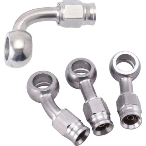 Universal AN3 10mm Stainless Steel Engine Hydraulic Brake Hose Fitting Ends Adapter Fuel Pipe Joint for Car 0/28/90 Degrees