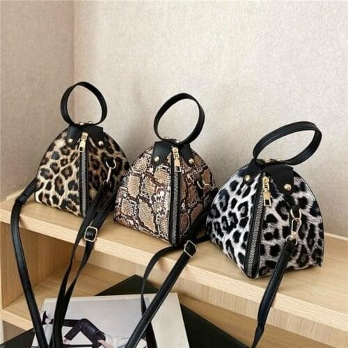 New Ladies Trendy Portable Geometric Triangle Bag Fashion Leopard Print Leather One-shoulder Messenger Bag