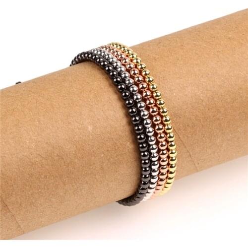 WT-B542 populared hot 4mm round brass beads wire wrapped bracelete adjustable size round metal beads wire wrapped bracelet