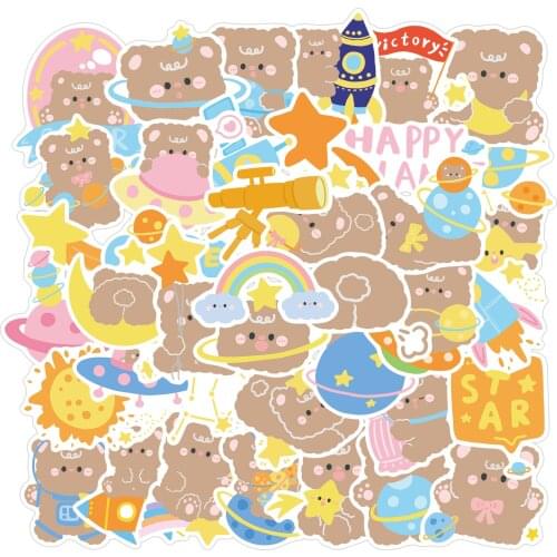 10/40pcs Cute astronaut Bear Stickers Diy Waterproof Luggage Scrapbook Album Notebook Diary Card Decoration Stickers Decal
