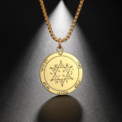 EUEAVAN 10pcs Wicca Star Pentagram Pendant Necklace Seal Of Solomon Design Talisman Amulet Jewelry For Men Women
