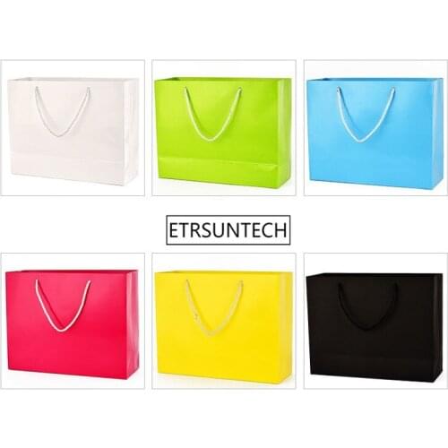 100pcs/lot 6 Colors kraft paper bag with handle Wedding Party Favor Paper Gift Bags Clothing retail packaging bag