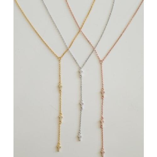 2017 fashion Y shape 3 cute cz cross connector 100% 925 sterling silver elegant dainty silver necklace jewelry