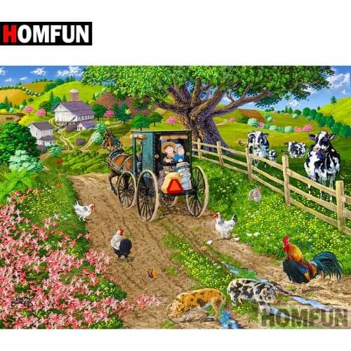 HOMFUN 5D DIY Diamond Painting Full Square/Round Drill "Country scenery" Embroidery Cross Stitch gift Home Decor Gift A09354