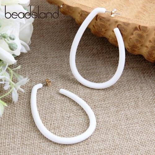 Beadsland Acetic Acrylic Hoop Earrings Oval Shape Candy Color Fashion Vintage Woman Girl Party Festival Hot Sell Gift 40274
