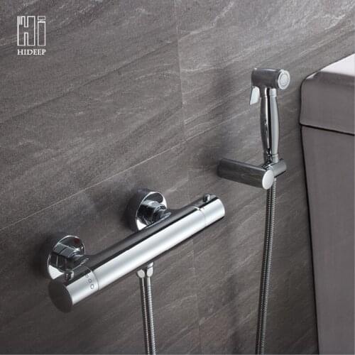 HIDEEP Toilet Bidet Spray Hand Held Portable Bidet Shower Brushed Thermostatic Toliet Bidet Double Mode