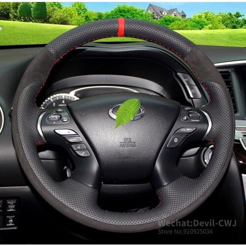DIY Steering wheel cover for Infiniti FX35 Q50S G37 JX35 suede leather and durable hand-sewn grip cover car accessories