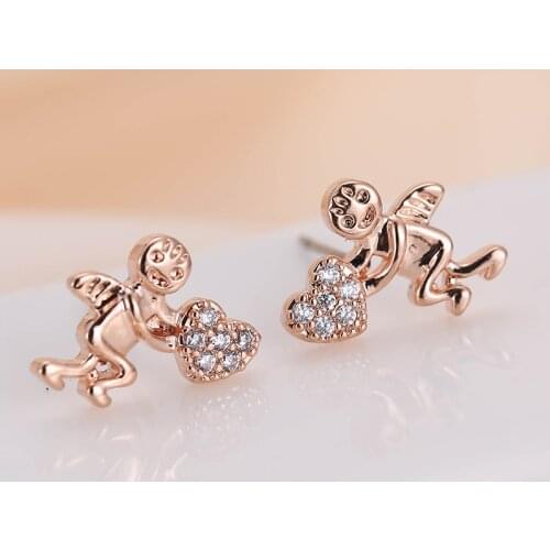 DE173 Fashion Exquisite Elegant 4A Zircon Heart Doll Earrings GIRLS Gift Party Banquet WOMENS Jewelry Earrings 2021