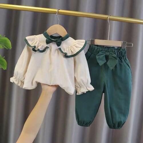 Childrens clothing girls spring autumn clothing suits 2021 new shirts, female babies, western style spring clothing little girl