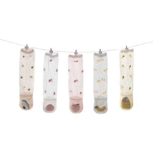 A Pair Childrens Summer Mesh Thin Cotton Socks Cartoon Kawaii Anti-mosquito Stockings Over The Knee Stockings For Newborn Baby