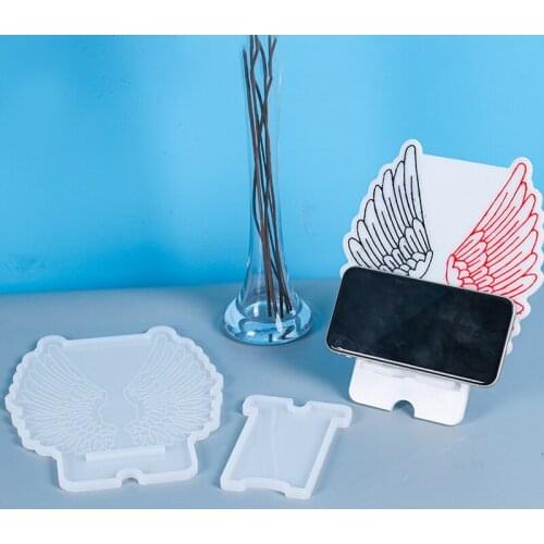 DIY Epoxy Mould White Transparent Angel Wings Phone Holder Silicone Mould Environmental New Products Mirror Ornaments