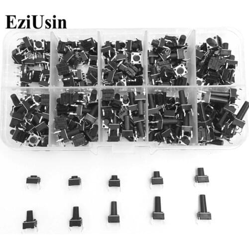 EzUsin10 models 6*6 Tact Switch Tactile Push Button Switch Kit Height: 4.3 5~13MM DIP 4P micro switch 6x6 Key switch For Arduino
