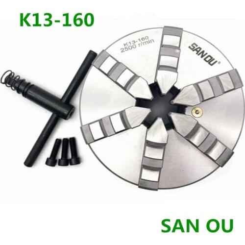 K13-160 six jaw self-centering chuck 160mm lathe part with hardened steel SANOU brand