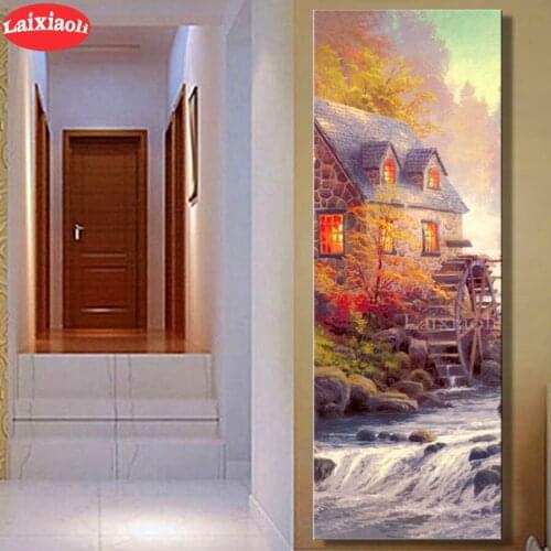 American Thomas Kinkades Waterwheel Diamond Painting 5D Mosaic DIY Embroidery full Round Square drill aisle Entrance Decoration