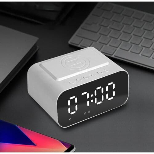 KKmoon Sound Box Desk Clock Radio BT Speaker LED Digital Clock Multifunctional Wireless Charging Device Alarm Clock Home Office