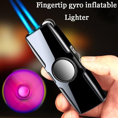 Cool Windproof Turbo Lighter Gadgets For Men Gas Torch Butane Lighter Fingertip Spinner Jet Lighters Smoking Accessories