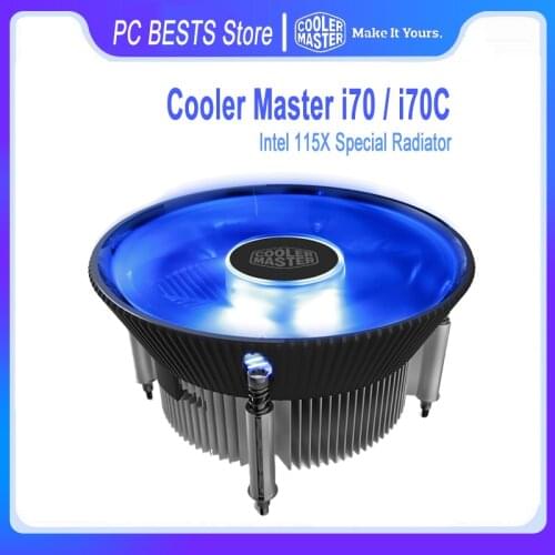Cooler Master i70 i70C Durable CPU Cooler 120mm Blue LED fan for Intel LGA 1156 / 1155 / 1151 / 1150 PC Radiator